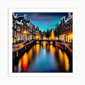 Amsterdam Canal At Night Art Print