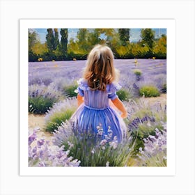 Little Girl In Lavender Field 1 Art Print