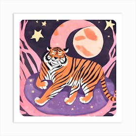 Tiger On The Moon Art Print