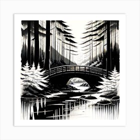 Bridge In The Woods 3 Art Print