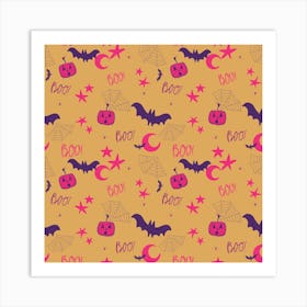 Pink Pumpkin On Creame Art Print