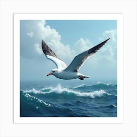 A Majestic Albatross Gliding Over The Ocean Waves 2 Art Print