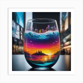 Sunset City In A Glass Art Print