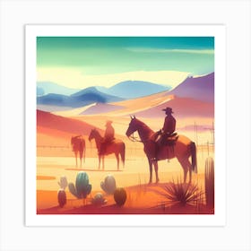 Cowboys In The Desert 5 Art Print