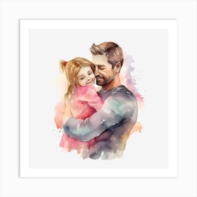 Father And Daughter Hugging Father's Day Art Print