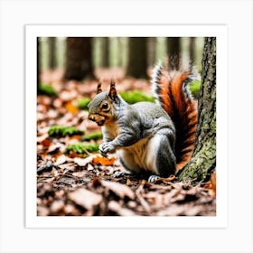 Squirrel In The Forest 129 Art Print