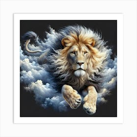 Lion In The Clouds Art Print