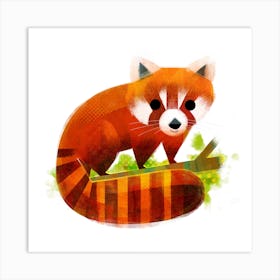 Red Panda Square Art Print