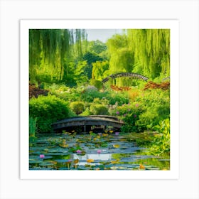 Vintage Blooms Claude Monet Garden In Full Splendor (2) Art Print