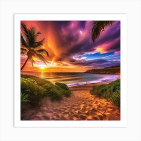 Sunset On The Beach 155 Art Print