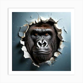 Firefly Intense Gorilla Face Emerging From Ripped Paper 11546 (2) Art Print