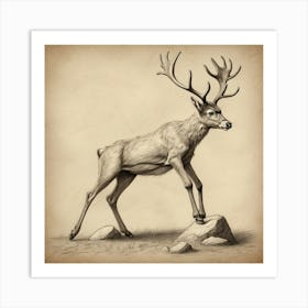 Deer Drawing 13 Art Print