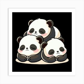 Panda Pals - Three Panda Bears Sleeping 1 Art Print