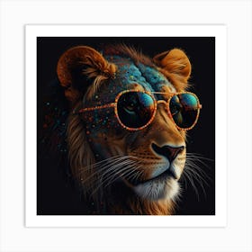 Lion In Sunglasses Art Print