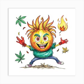 Autumn Cartoon Character Art Print