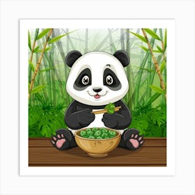 Panda Bear Eating Greens Art Print