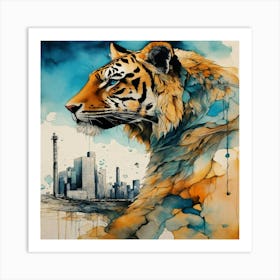 Tiger In The City Art Print