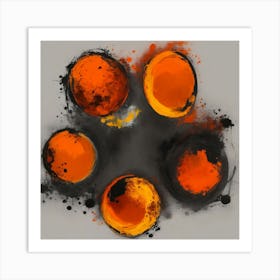 Abstract Orange Spheres Art Print