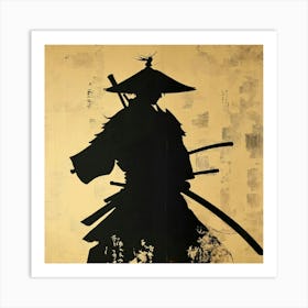 Dadaism Art, Silhouette of a Japanese samurai 1 Art Print