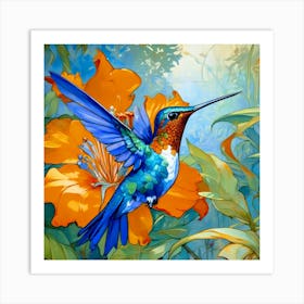 Blue Hummingbird Art Print