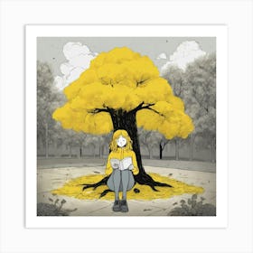 Girl Reading A Book Art Print