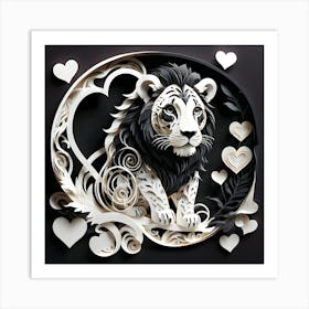 Lion With Hearts Art Print