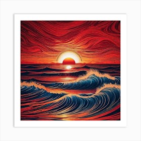 Sunset Over The Ocean 268 Art Print