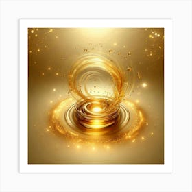 Gold Swirling Liquid Art Print