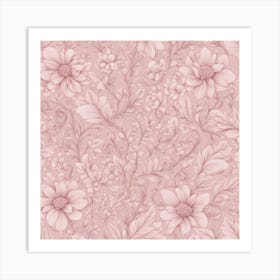 Pink Floral Wallpaper 1 Art Print