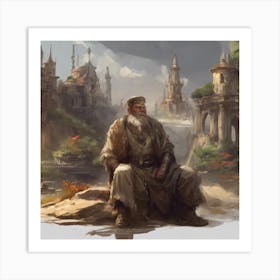 Old Man In The City Art Print