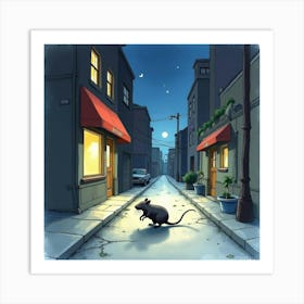 Rat In The Alley Art Print