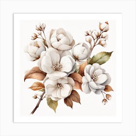 Cotton Flower branch 4 Art Print