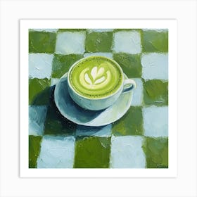 Matcha Latte Checkerboard Background 4 Art Print