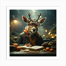 Deer In Glasses 5 Art Print