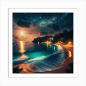 Night Beach At Night Art Print