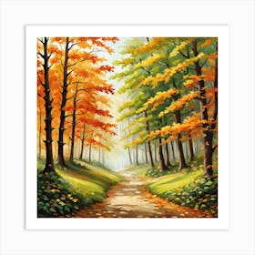 Forest In Autumn In Minimalist Style Square Composition 76 Art Print