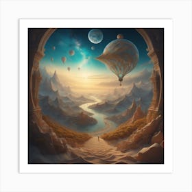 Dreamscapes, artwork that takes viewers on a whimsical journey through a surreal world. Art style_Imagine V4. Art Print