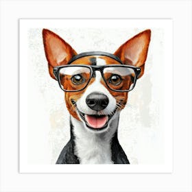 Dog With Glasses 12 Art Print