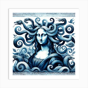 Medusa Mona Lisa Venice Blue Wall Art Art Print