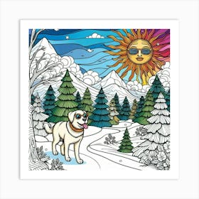 Dog In The Snow 8 Art Print