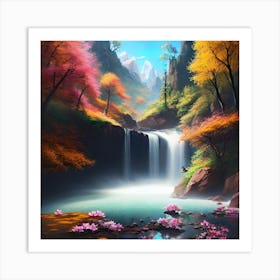 Waterfall In The Forest 27 Art Print