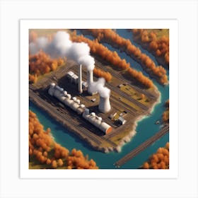 City With A Power Plant Art Print