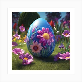 Blue Egg in the Spring Garden Art Print