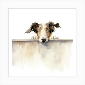 Dog Peeking Over The Fence 4 Art Print