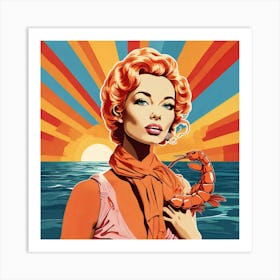 Girl With A Shrimp Art Print