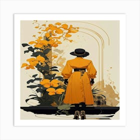 Woman In A Yellow Coat Art Print