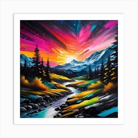 Sunset In The Mountains 2 Art Print