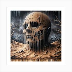 Skull In The Sand Art Print