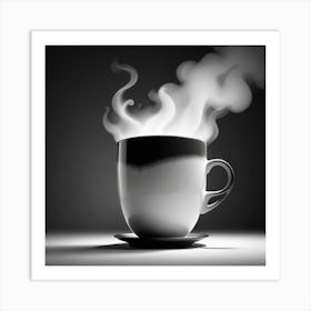 Black And White Coffee Cup 4 Art Print