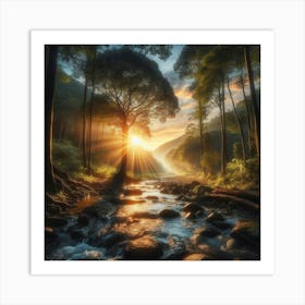 Sunrise In The Forest Art Print